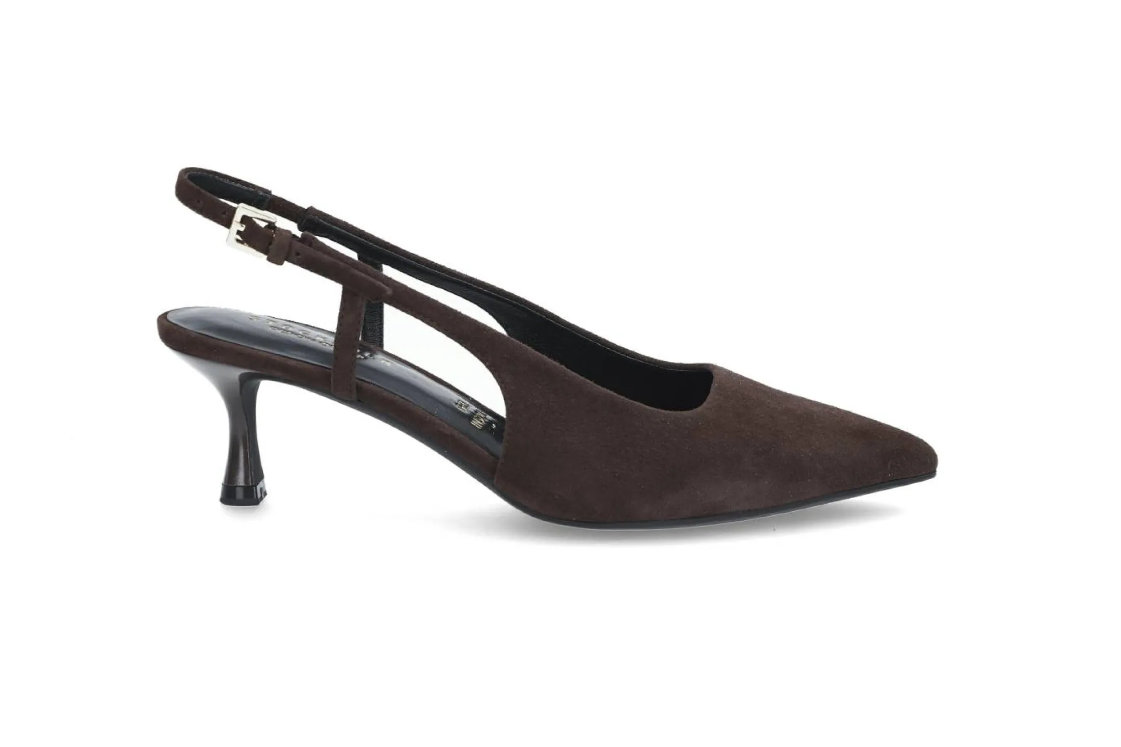 Elegant semsket slingback med gelsåle