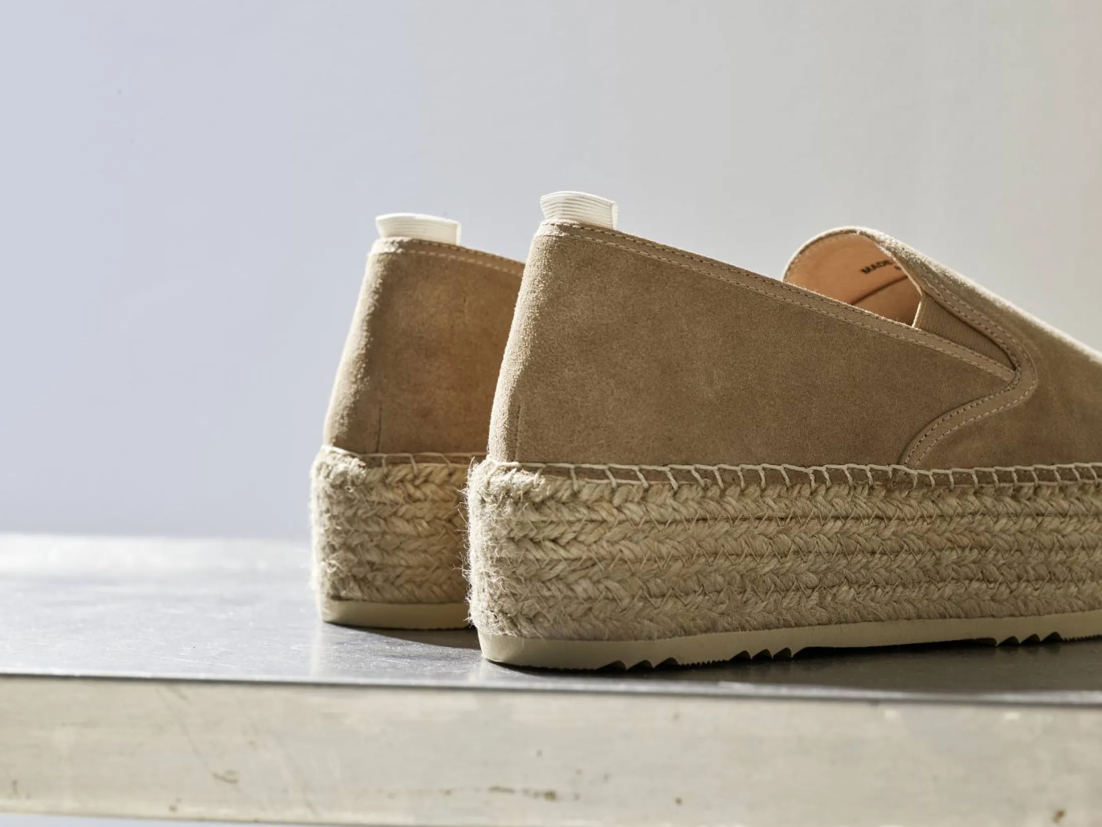 Espadrill i semsket skinn