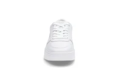 Hvite skinn platform-sneakers