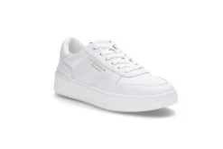 Hvite skinn platform-sneakers
