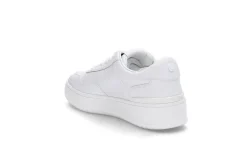 Hvite skinn platform-sneakers