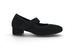 Pumps i semsket skinn