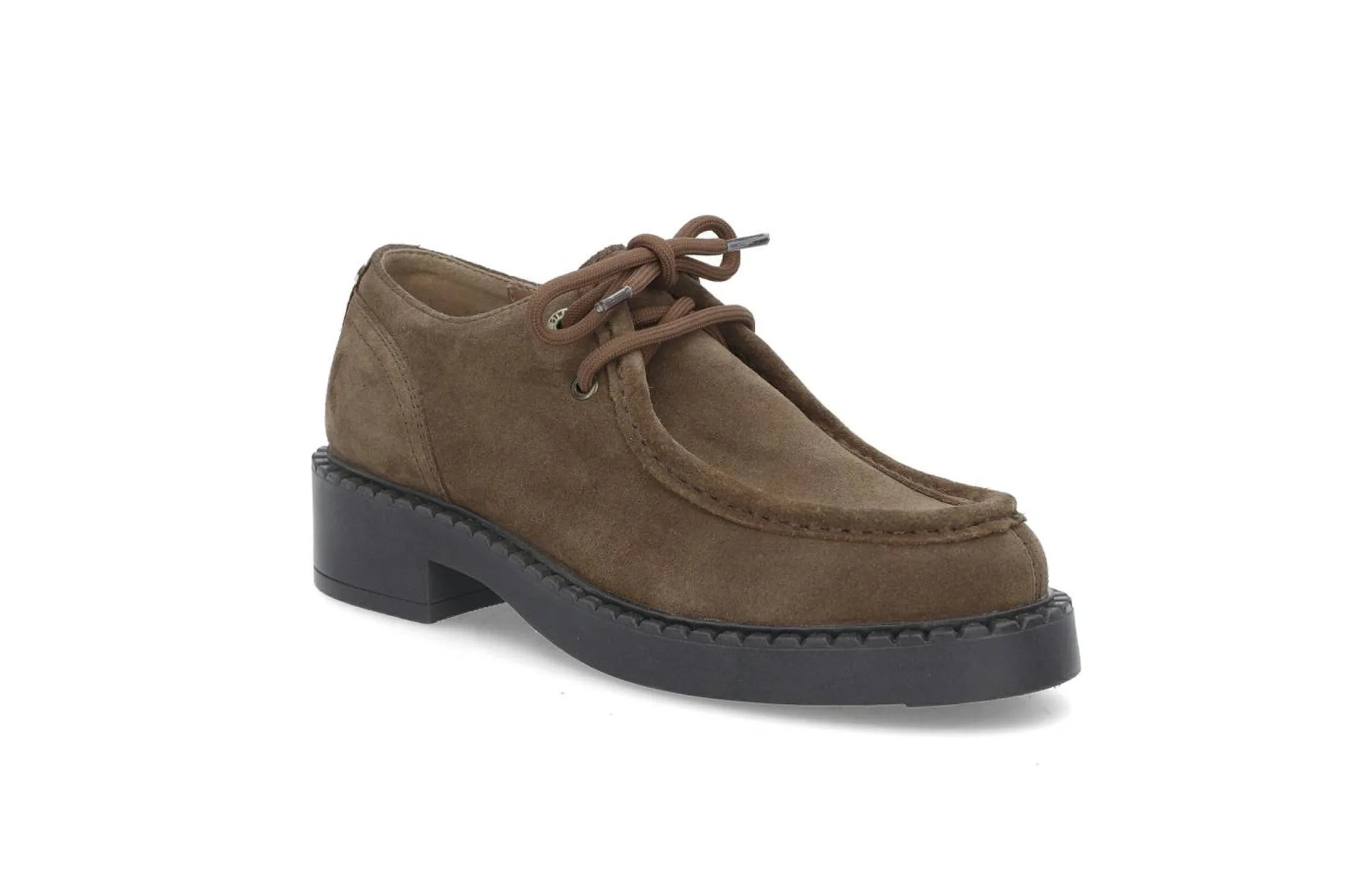 Semsket moc-toe snøresko