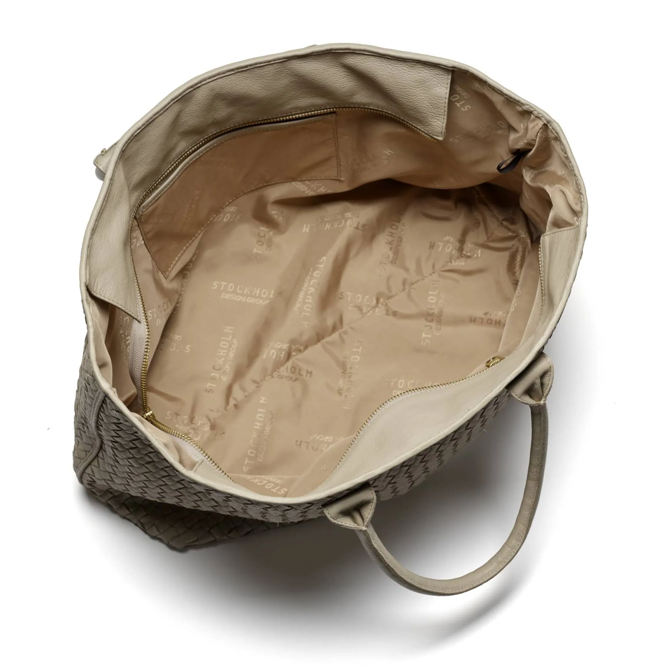 Shopper veske i flettet mykt skinn