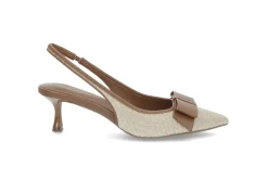 Slingback pumps i raffia og skinn