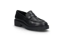 Sorte skinn loafers