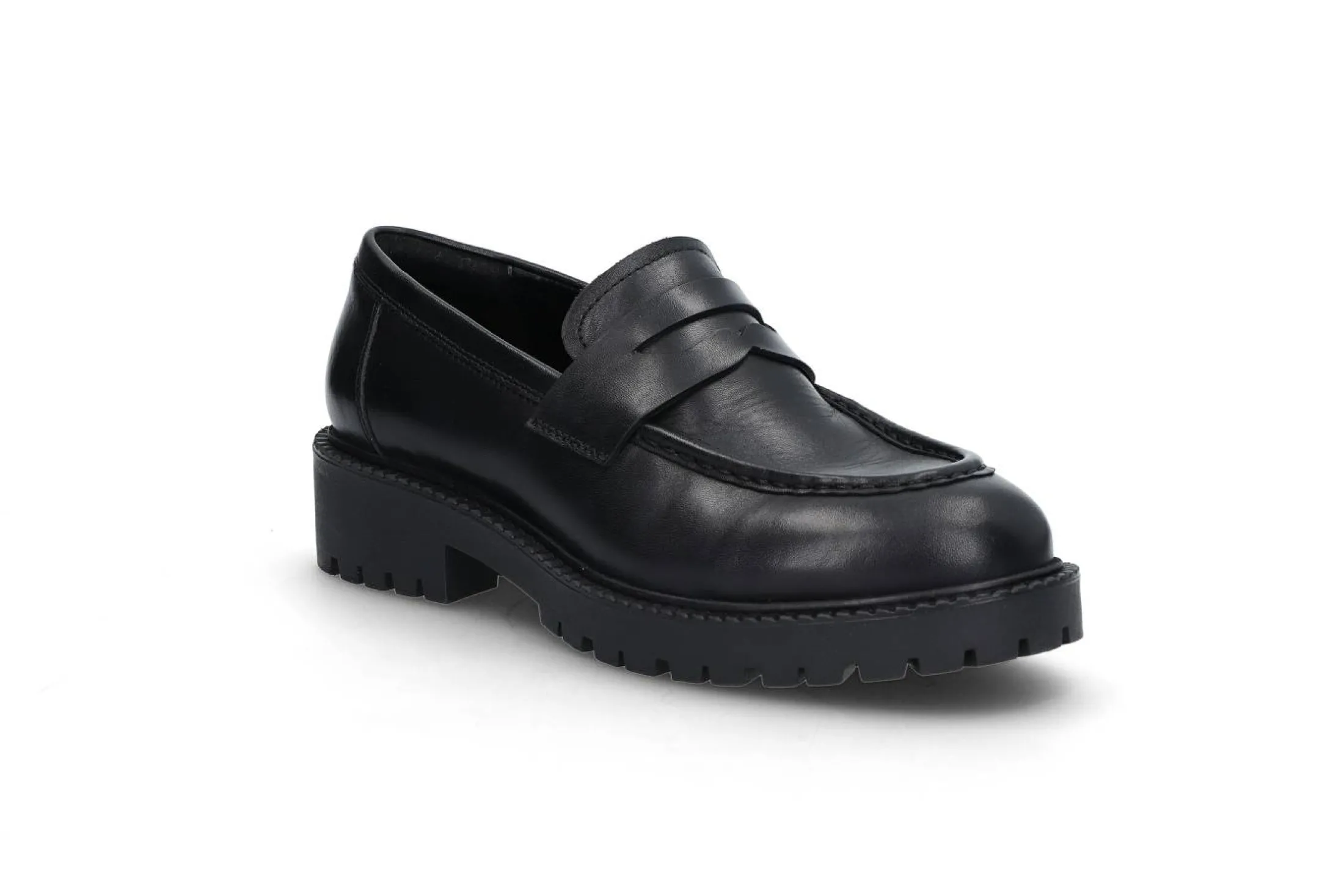 Sorte skinn loafers