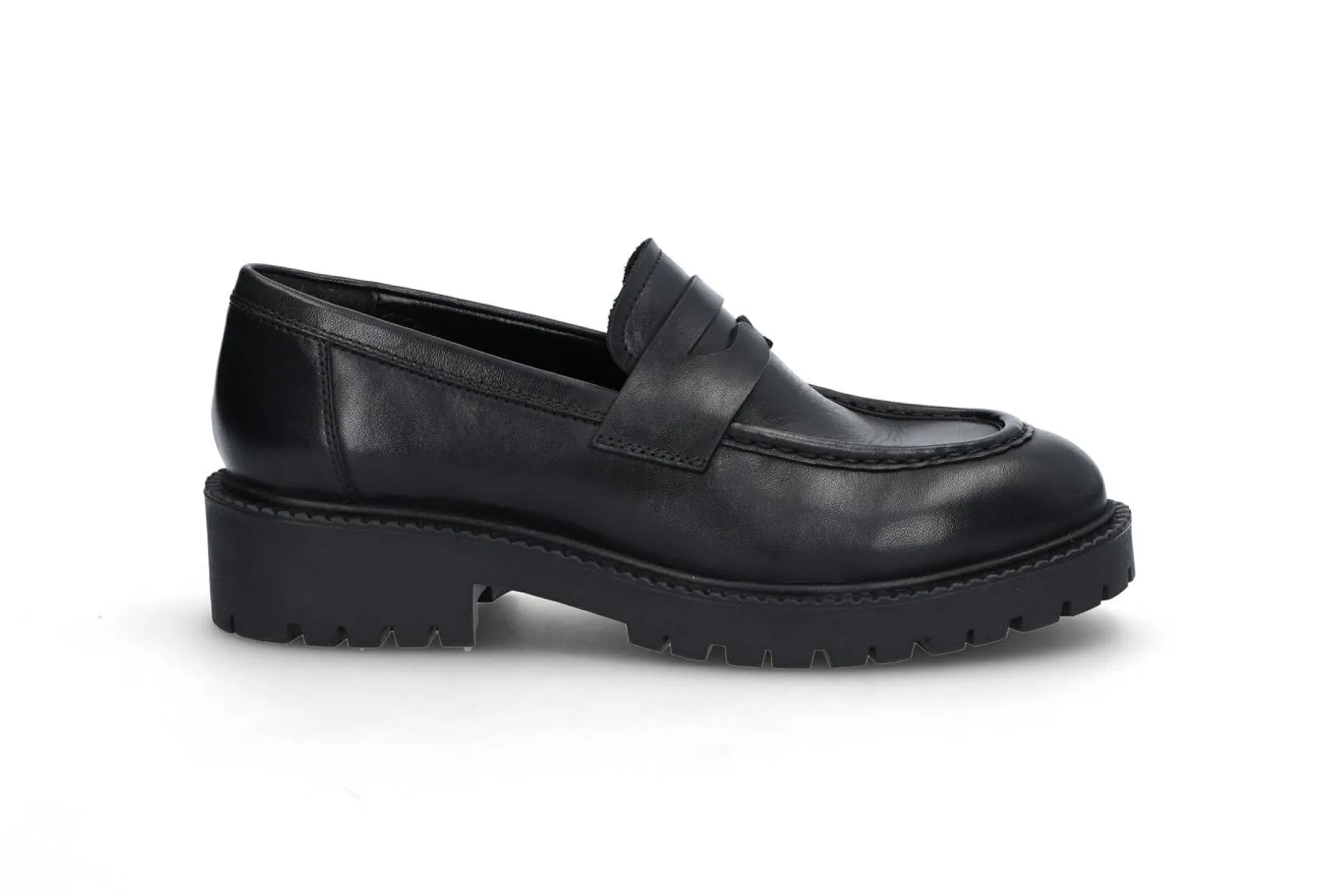 Sorte skinn loafers